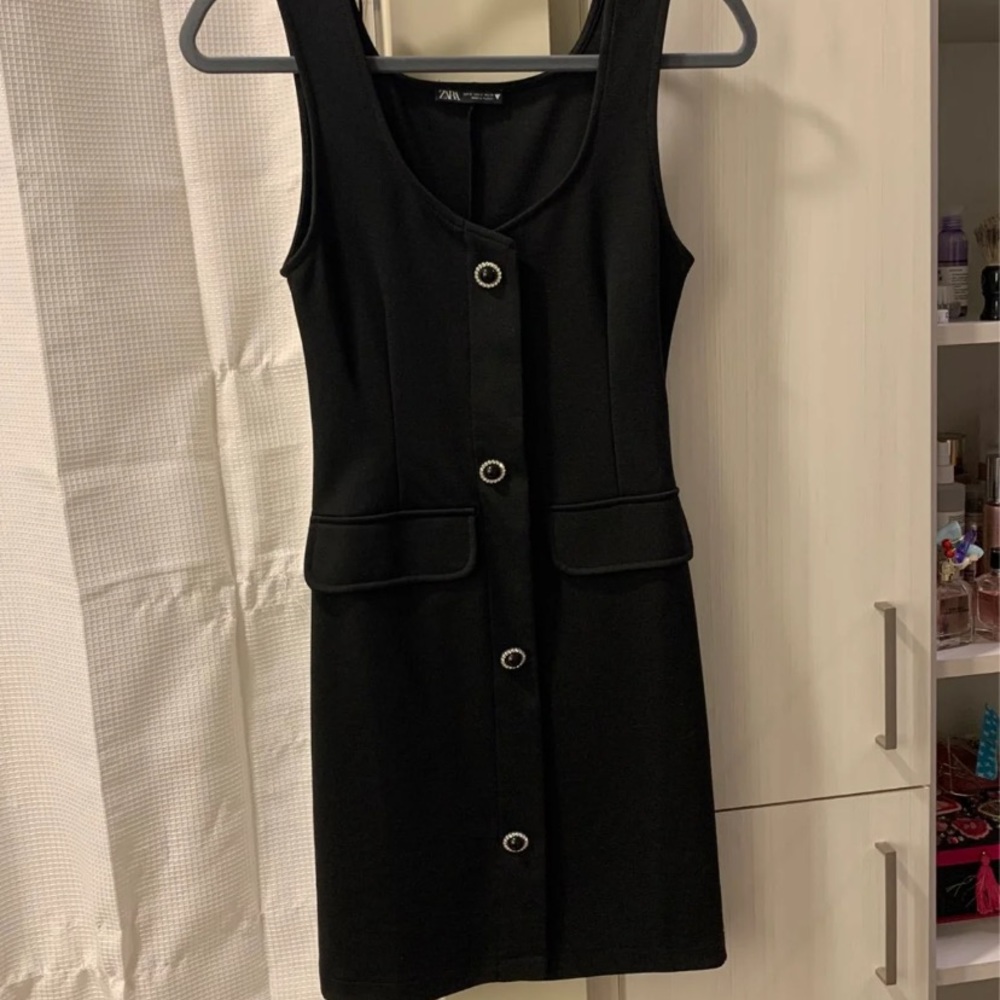 Black button up tank dress tight never been worn